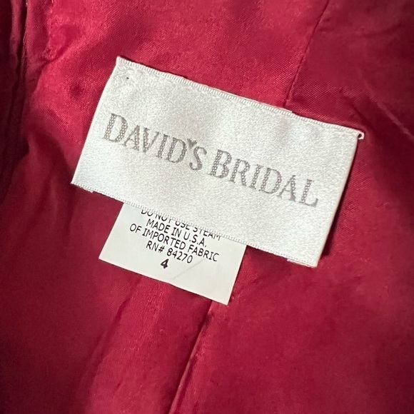 DAVID’S BRIDAL Halter Pleated Sleeveless Empire Waist Bubble Skirt Midi Dress 4 - Picture 4 of 4